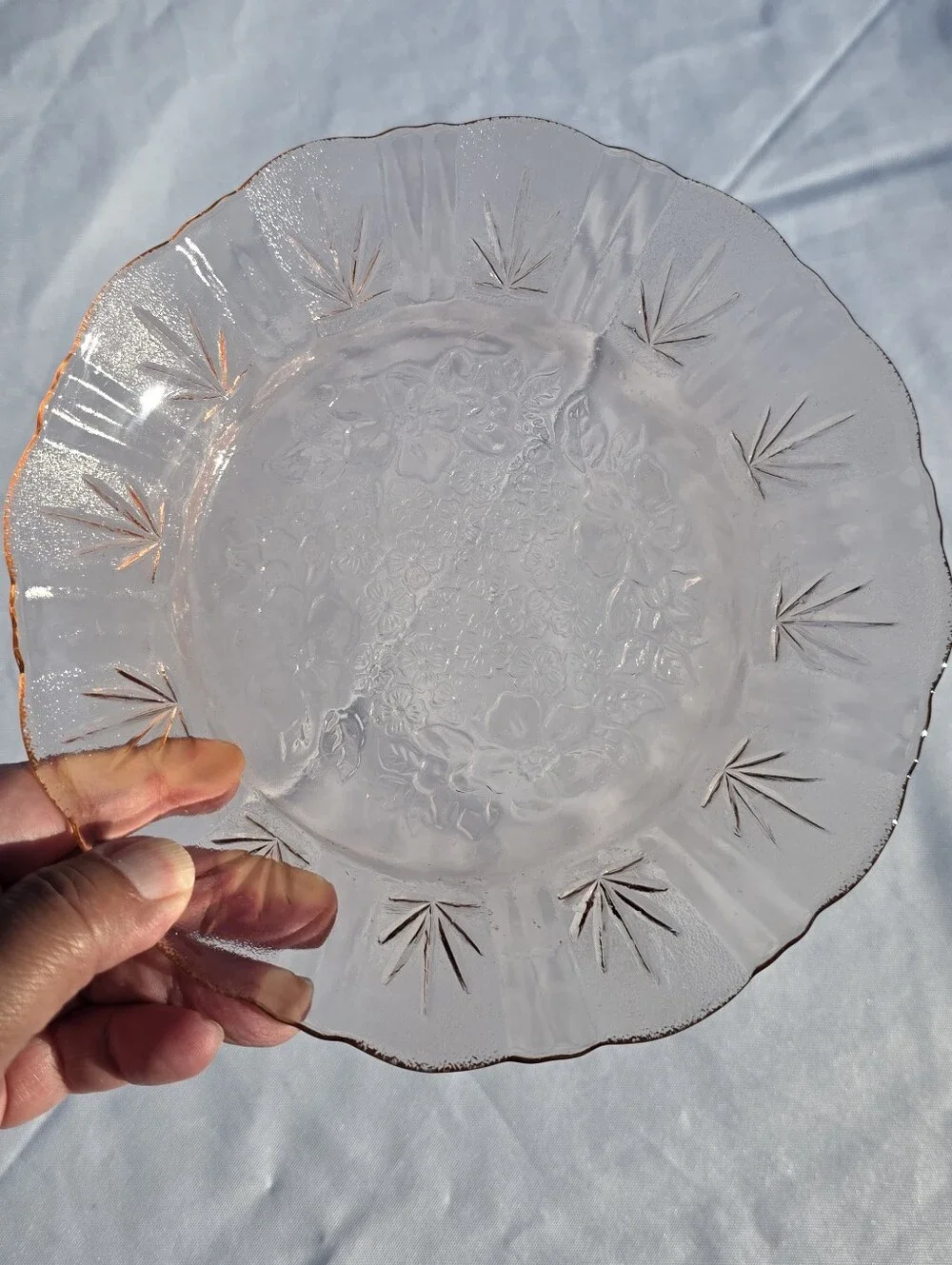 Vintage Nova Crisa Mexico Pink Glass Floral 8